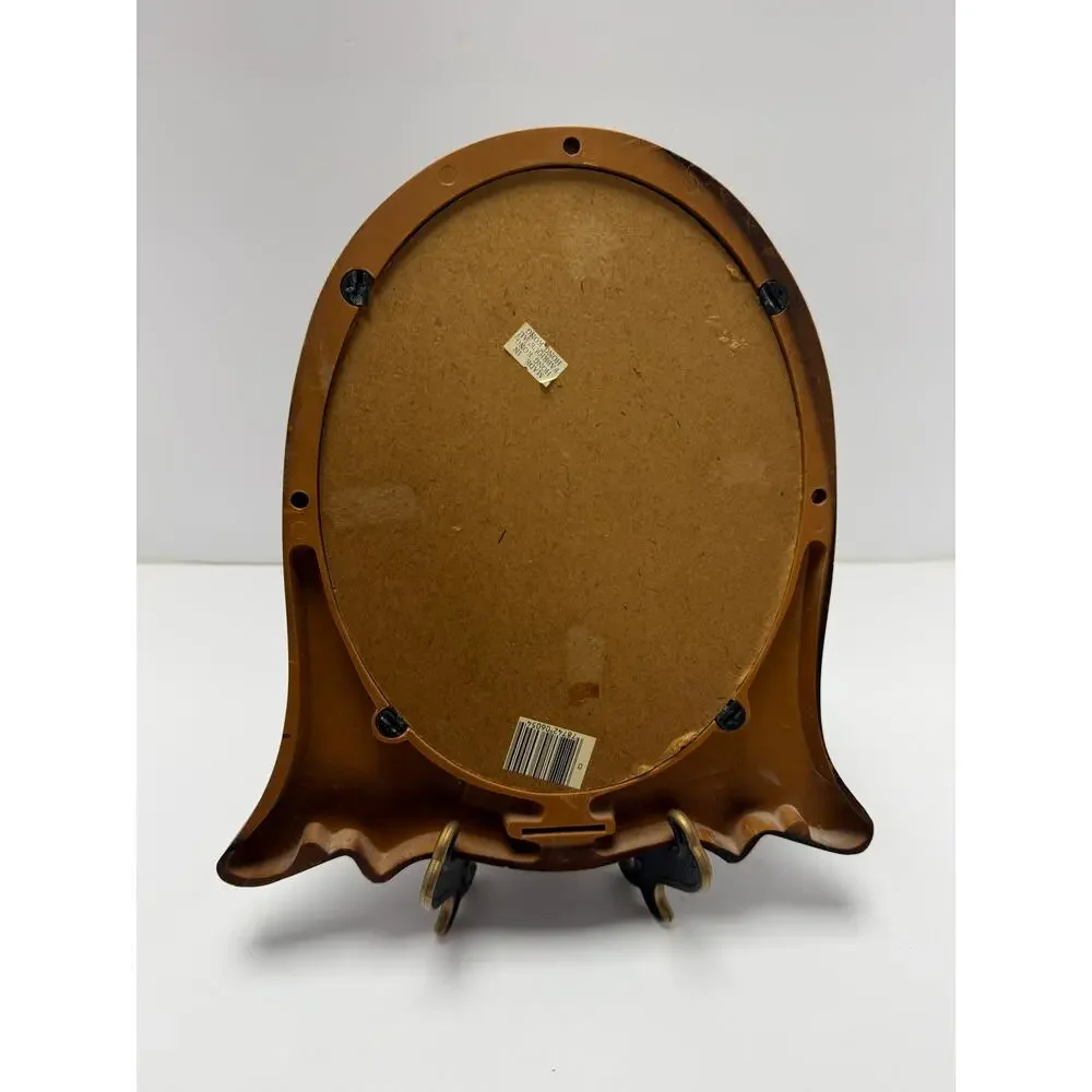Vintage Faux Wood Floral Picture Frame Oval Opening 8x10 Home Decor